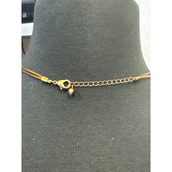 Goldtone, Amber Animal Print Beaded Layered Necklace 18 inch - Picture 4 of 4